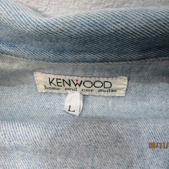 Vintage 90s Rare Kenwood Speed of Sound Tour Denim Varsity Bomber Jacket Lg - Picture 3 of 14